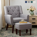 HUIMO Fabric Accent Chair and Ottoman Set - Available in Grey, Beige, Blue, and Dark Teal