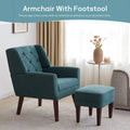 HUIMO Fabric Accent Chair and Ottoman Set - Available in Grey, Beige, Blue, and Dark Teal