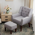 HUIMO Fabric Accent Chair and Ottoman Set - Available in Grey, Beige, Blue, and Dark Teal