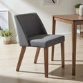 2-Piece Space-Saving Dining Chair Set with Walnut Frame and Linen Upholstery - Available in Multiple Colors
