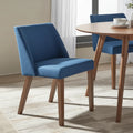2-Piece Space-Saving Dining Chair Set with Walnut Frame and Linen Upholstery - Available in Multiple Colors