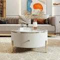 Contemporary Round Coffee Table with Dual Large Storage Drawers
