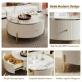 Contemporary Round Coffee Table with Dual Large Storage Drawers