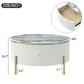 Contemporary Round Coffee Table with Dual Large Storage Drawers