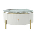 Contemporary Round Coffee Table with Dual Large Storage Drawers
