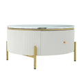 Contemporary Round Coffee Table with Dual Large Storage Drawers