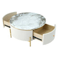 Contemporary Round Coffee Table with Dual Large Storage Drawers