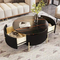 Contemporary Round Coffee Table with Dual Large Storage Drawers