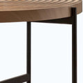 Contemporary Round Coffee Table with Cross-Leg Metal Base and Threaded Design