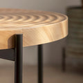 Contemporary Round Coffee Table with Cross-Leg Metal Base and Threaded Design