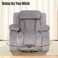 Upholstered Recliner with Rocking and Swiveling Features