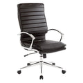 Executive High-Back Faux Leather Chair with Chrome Base and Detachable Sleeves