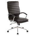 Executive High-Back Faux Leather Chair with Chrome Base and Detachable Sleeves