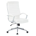 Executive High-Back Faux Leather Chair with Chrome Base and Detachable Sleeves