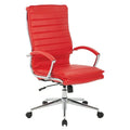 Executive High-Back Faux Leather Chair with Chrome Base and Detachable Sleeves