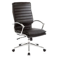 Executive High-Back Faux Leather Chair with Chrome Base and Detachable Sleeves