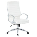 Executive High-Back Faux Leather Chair with Chrome Base and Detachable Sleeves