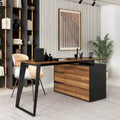 54.3-Inch Corner Computer Desk for Home Office with Drawers and Cabinet