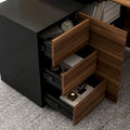 Modern L-Shaped Desk with Storage Cabinet & Drawers