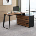 Modern L-Shaped Desk with Storage Cabinet & Drawers