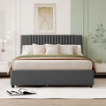 Queen/Full Size Linen Upholstered Platform Bed with 2 Storage Drawers and Trundle