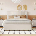 Queen/Full Size Linen Upholstered Platform Bed with 2 Storage Drawers and Trundle