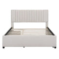 Queen/Full Size Linen Upholstered Platform Bed with 2 Storage Drawers and Trundle