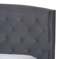 Joanna Modern Velvet Upholstered Platform Bed with Dark Brown Wood Finish