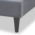 Joanna Modern Velvet Upholstered Platform Bed with Dark Brown Wood Finish