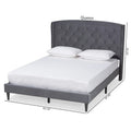 Joanna Modern Velvet Upholstered Platform Bed with Dark Brown Wood Finish