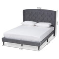 Joanna Modern Velvet Upholstered Platform Bed with Dark Brown Wood Finish