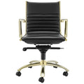Dirk Black Low Back Office Chair with Matte Brushed Gold Base