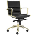 Dirk Black Low Back Office Chair with Matte Brushed Gold Base