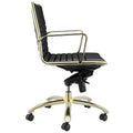 Dirk Black Low Back Office Chair with Matte Brushed Gold Base