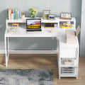 Contemporary L-Shaped Computer Desk with Drawer and Storage Shelf