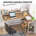 Contemporary L-Shaped Computer Desk with Drawer and Storage Shelf