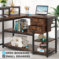 Contemporary L-Shaped Computer Desk with Drawer and Storage Shelf