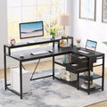 Contemporary L-Shaped Computer Desk with Drawer and Storage Shelf