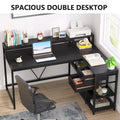 Contemporary L-Shaped Computer Desk with Drawer and Storage Shelf