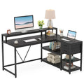 Contemporary L-Shaped Computer Desk with Drawer and Storage Shelf