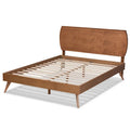 Mid-Century Walnut Brown Wood Platform Bed by Aimi