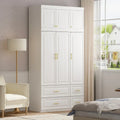 Contemporary White Freestanding Wardrobe Armoire - 93.7" High Storage Cabinet