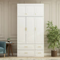 Modern Wardrobe Armoire with Hanging Rod Shelves and Drawers