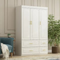 Modern Wardrobe Armoire with Hanging Rod Shelves and Drawers