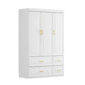 Contemporary White Freestanding Wardrobe Armoire - 93.7" High Storage Cabinet