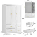 Contemporary White Freestanding Wardrobe Armoire - 93.7" High Storage Cabinet
