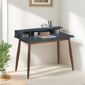 Roskilde Grey-Blue Wooden Office Desk with Storage by Roundhill Furniture