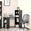 HOMCOM Modern Compact Computer Desk with 6-Tier Storage Shelves - Writing Table Workstation with Integrated Bookshelf for Home Office