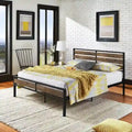 Aabira Low Profile Metal Platform Bed with Wooden Finish Panels by iNSPIRE Q Classic
