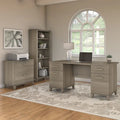 60-Inch Office Desk with Cabinet and 5-Shelf Bookcase